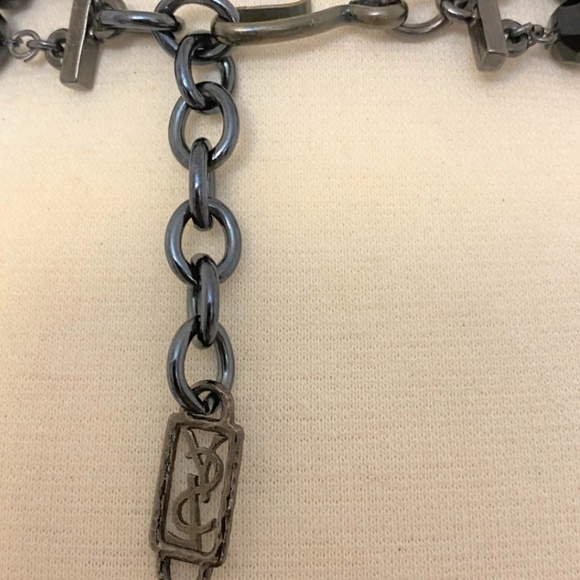 Yves Saint T Laurent YSL Faux Pearl, Crystal & Glass Cabochon Collar Necklace - Picture 4 of 5